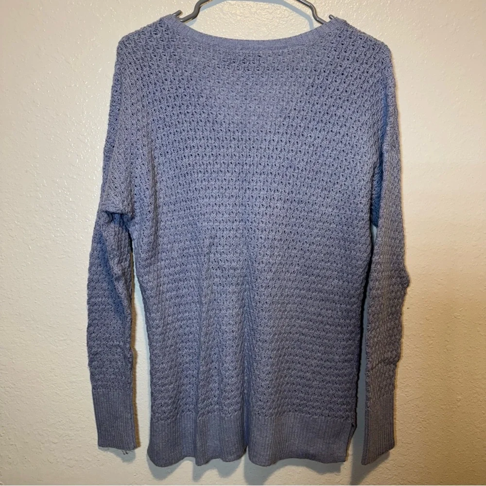 American Eagle Outfitters Blue Knit Sweater Side Slits Size Medium Preppy Campus